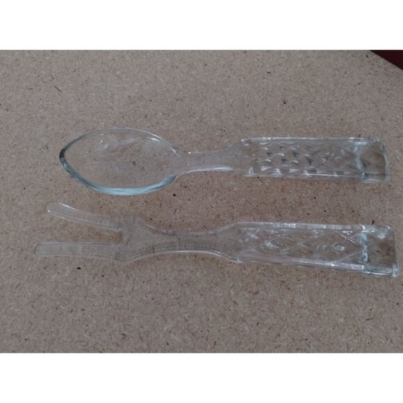 Anchor Hocking Wexford Glass Salad Fork and Spoon Set - Picture 2 of 4